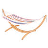 HÄNGEMATTE Mischgewebe Blau, Orange, Rosa, Weiß  - Blau/Eukalyptusholzfarben, KONVENTIONELL, Holz/Textil (320/120/120cm) - La Siesta