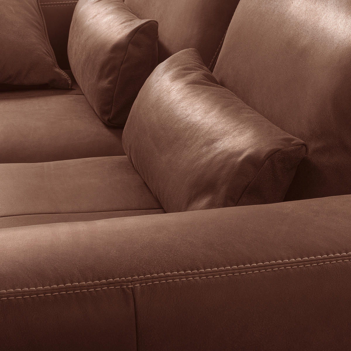 2-SITZER-SOFA  in Echtleder Braun   - Beige/Schwarz, Design, Leder/Kunststoff (240/85/123cm) - Livetastic