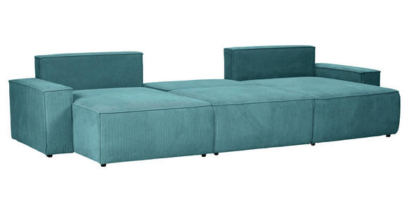 WOHNLANDSCHAFT  in Cord Petrol  - Petrol/Schwarz, KONVENTIONELL, Kunststoff/Textil (155/348/155cm) - Carryhome