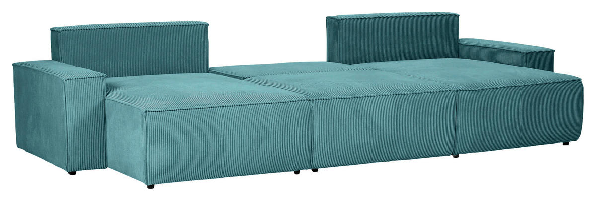 WOHNLANDSCHAFT Petrol Cord  - Petrol/Schwarz, KONVENTIONELL, Kunststoff/Textil (155/348/155cm) - Carryhome