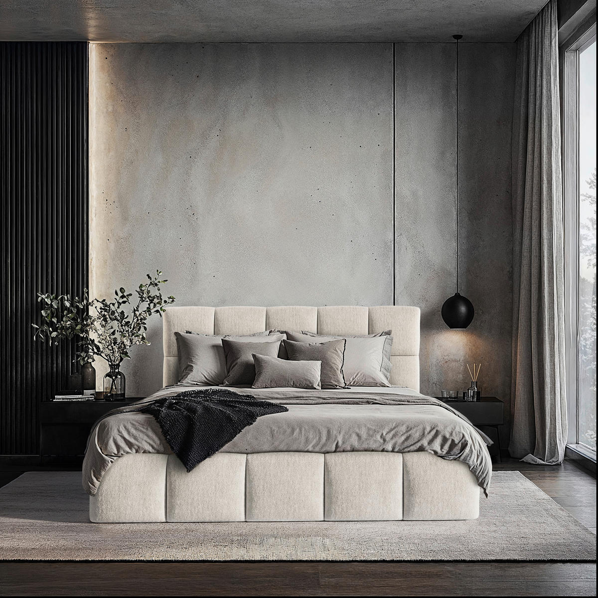 POLSTERBETT 180/200 cm,  in Beige, gepolstertes Kopfteil, Lattenrost, Bettkasten,  - Beige/Schwarz, MODERN, Holz/Holzwerkstoff (180/200cm) - MID.YOU