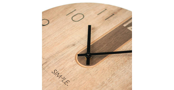 WANDUHR 36 cm - Kastanieneichefarben/Schwarz, Basics, Holzwerkstoff/Kunststoff (36cm) - Ambia Home