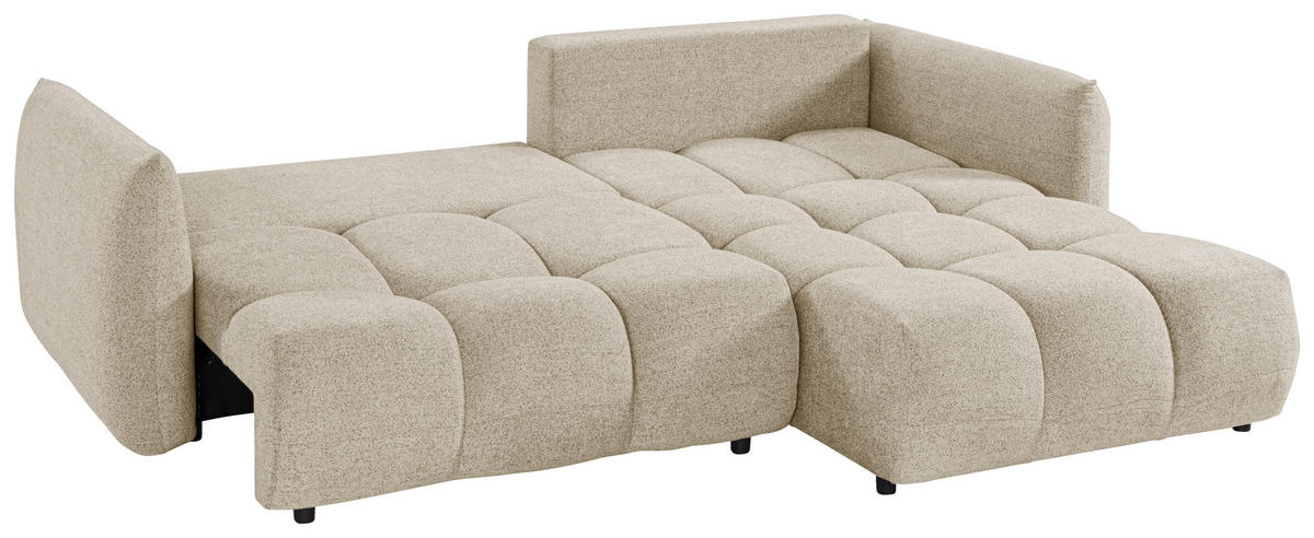 ECKSCHLAFSOFA Flachgewebe Cappuccino  inkl.  - Schwarz/Cappuccino, KONVENTIONELL, Kunststoff/Textil (273/188cm) - Livetastic