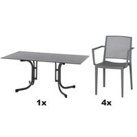 GARTENGARNITUR 5-teilig  - Anthrazit/Grau, Basics, Holzwerkstoff/Kunststoff (90/80/160cm) - Siena Garden