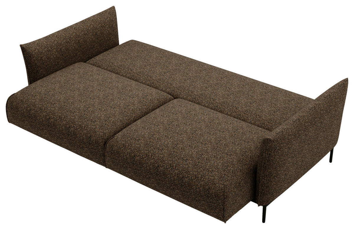 SOFA in Chenille Braun  - Schwarz/Braun, Design, Textil/Metall (223/96/95cm) - Livetastic