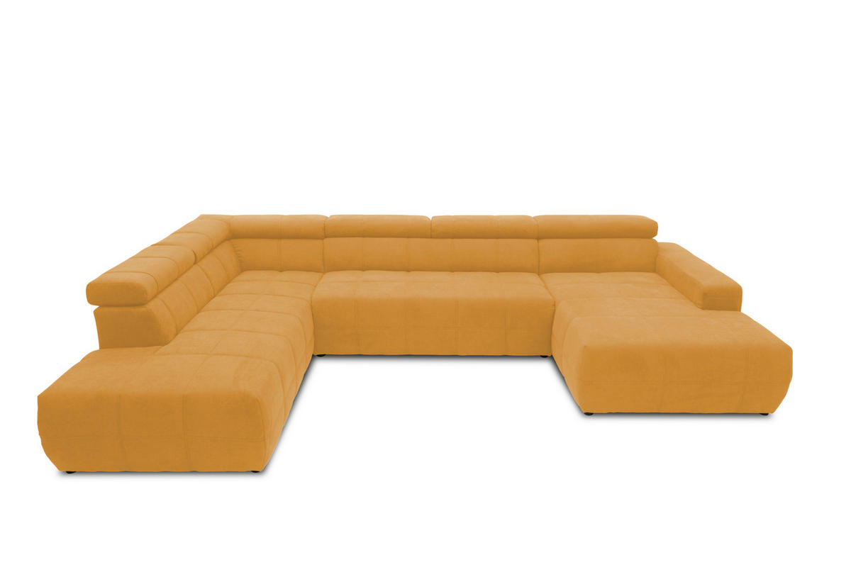 WOHNLANDSCHAFT Orange Mikrofaser  - Schwarz/Orange, Design, Kunststoff/Textil (228/359/175cm) - MID.YOU