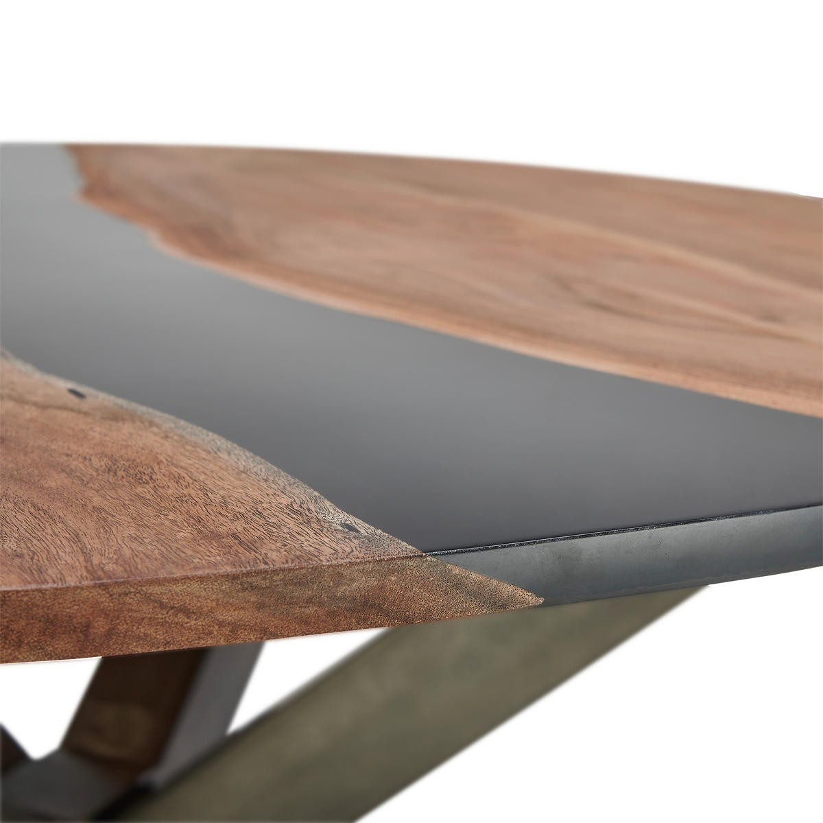 ESSTISCH in Holz, Metall  - Schwarz/Naturfarben, Trend, Holz/Metall (120/76/120cm) - Livetastic