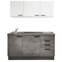 KÜCHENBLOCK 160 cm   in Graphitfarben, Weiß  - Schwarz/Graphitfarben, Design, Holzwerkstoff/Metall (160cm) - Pino
