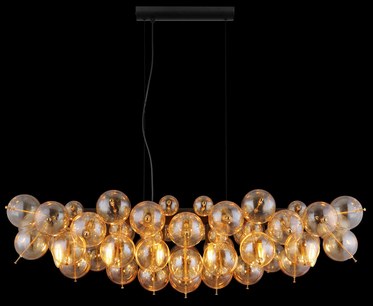 HÄNGELEUCHTE 103/47/120 cm    - Goldfarben/Schwarz, Design, Glas/Metall (103/47/120cm) - Globo