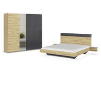 SCHLAFZIMMER in Dunkelgrau, Eiche Artisan  - Dunkelgrau/Eiche Artisan, Design, Glas/Holzwerkstoff - Boxxx