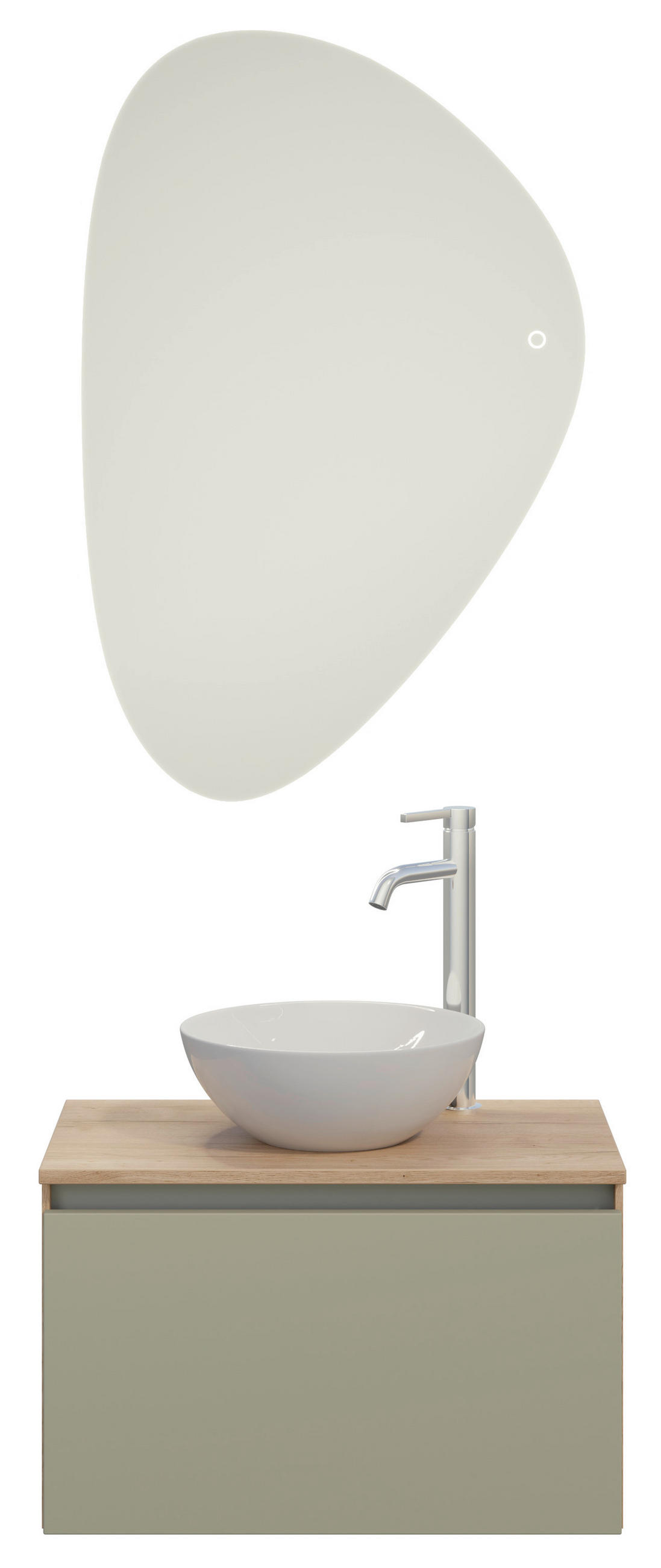BADEZIMMER 3-teilig  in 60,3 cm  - Edelstahlfarben/Eichefarben, MODERN, Keramik/Holzwerkstoff (60,3cm) - Celina Home