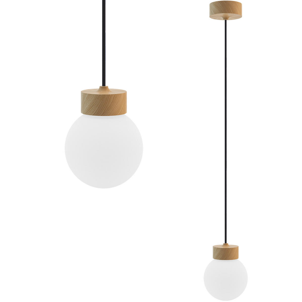 ZÁVESNÉ SVIETIDLO, 13,5/150 cm  - biela/farba duba, Design, drevo/sklo (13,5/150cm)