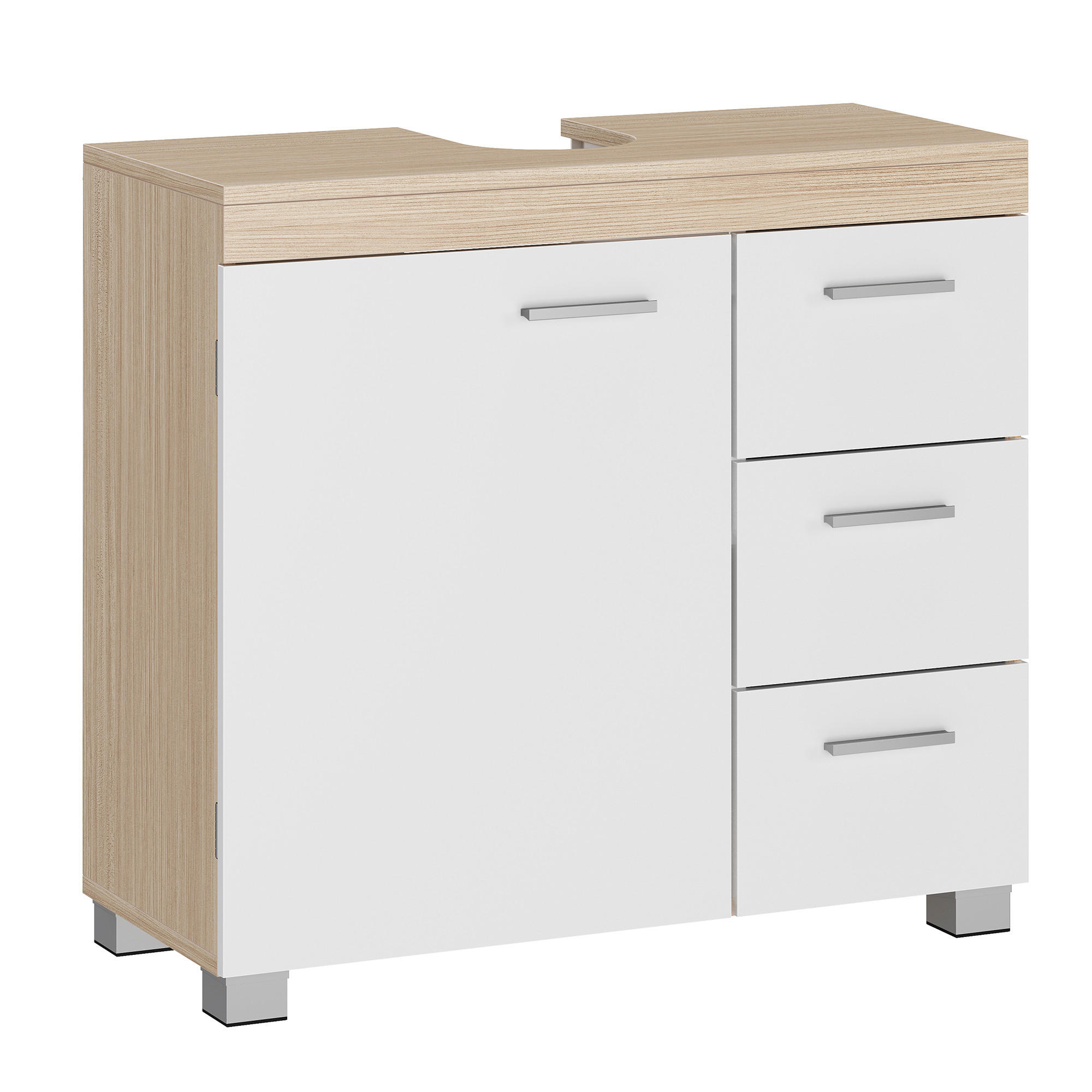WASCHBECKENUNTERSCHRANK 70/64/30 cm  - Silberfarben/Weiß, Trend, Holzwerkstoff/Kunststoff (70/64/30cm) - MID.YOU