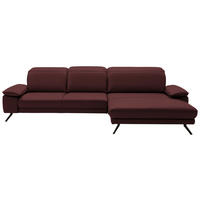 ECKSOFA Dieter Knoll in Echtleder Brombeere  332/193 cm  - Brombeere/Schwarz, Design, Leder/Metall (332/193cm) - Dieter Knoll