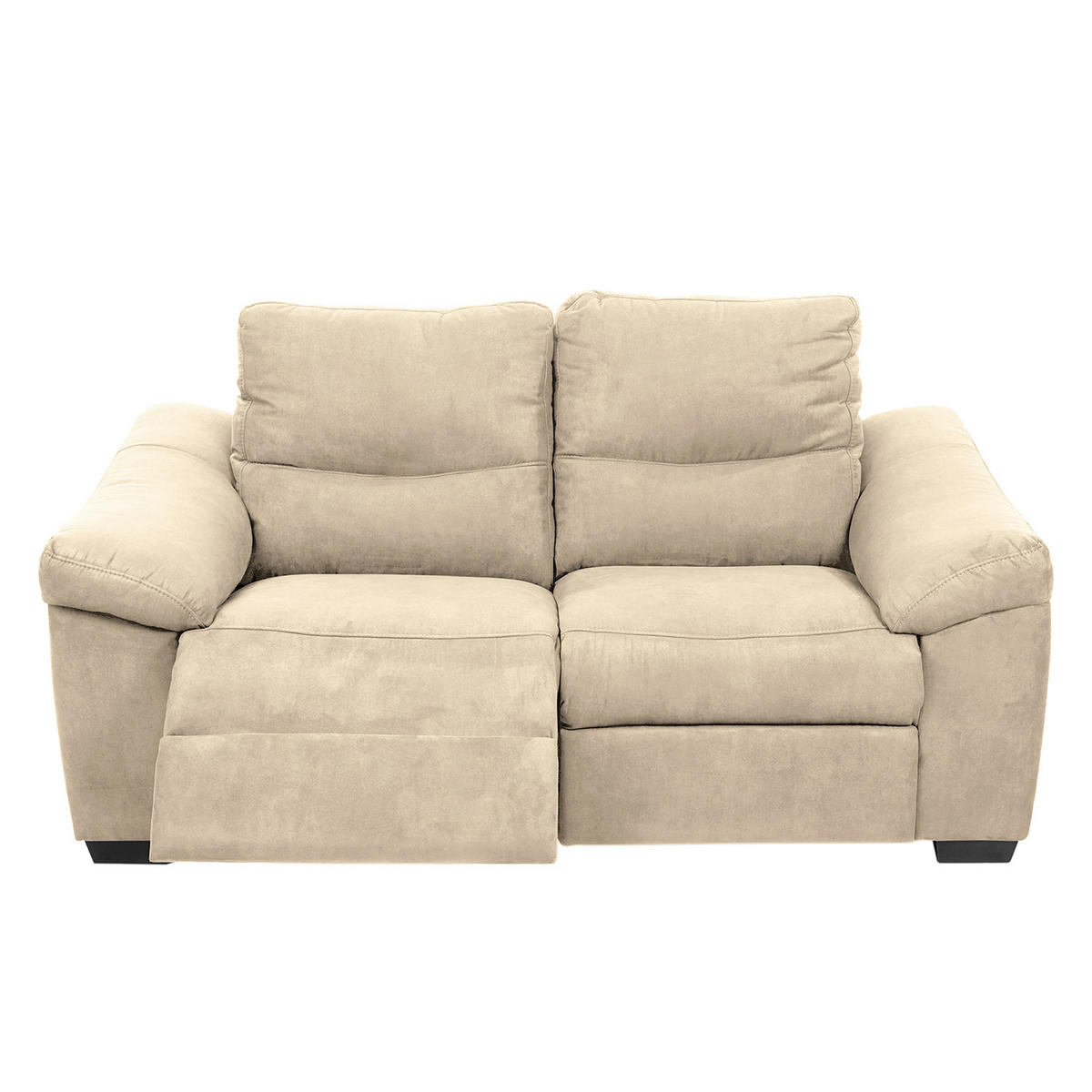 2-SITZER-SOFA Flachgewebe Beige  - Beige/Schwarz, Design, Holz/Textil (174/97/97cm) - Livetastic