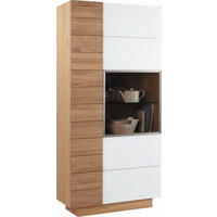 VITRINE  in massiv, mehrschichtige Massivholzplatte (Tischlerplatte) Wildeiche Weiß, Eichefarben  - Eichefarben/Weiß, Design, Glas/Holz (96/202/42cm) - Voglauer