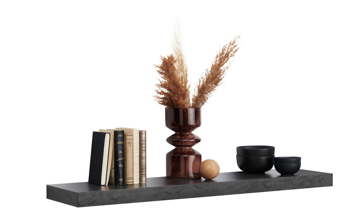 POLICA ZIDNA siva  drvni materijal  - siva, Basics, drvni materijal (110/5/25cm) - Xora