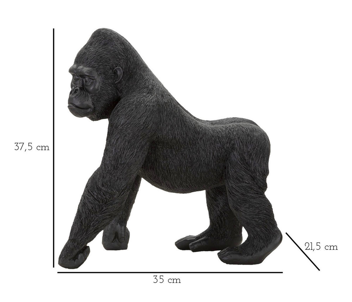 Skulptur Black Gorilla - Schwarz, Basics, Kunststoff (35/37,5/21,5cm)