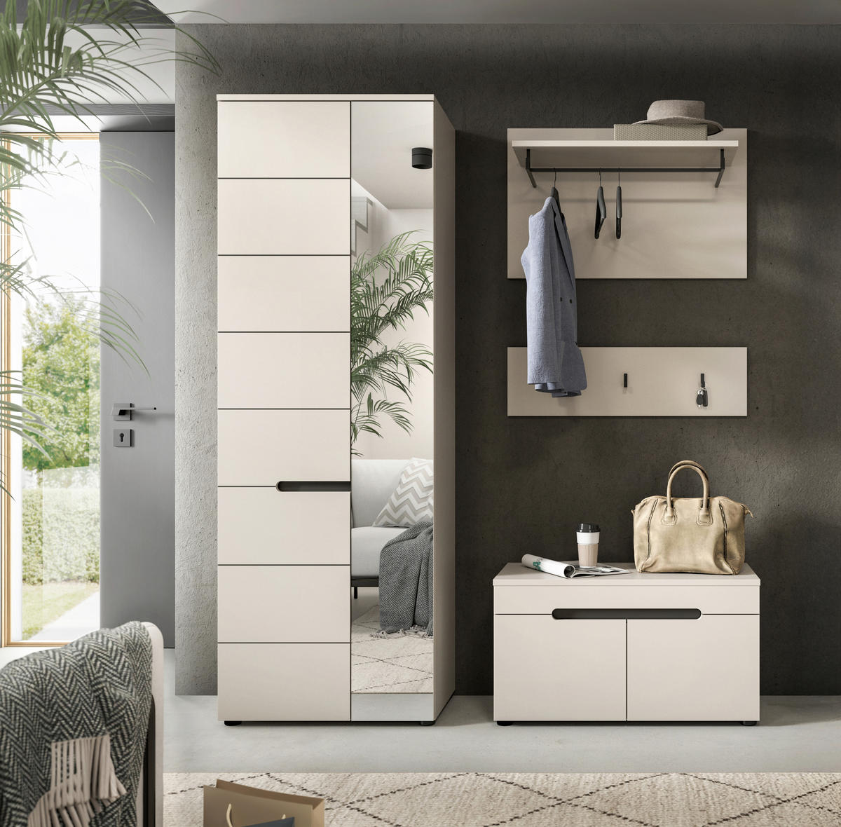 GARDEROBE 3-teilig  in 160/190/37 cm  - Kaschmir/Grau, Design, Holzwerkstoff (160/190/37cm) - MID.YOU