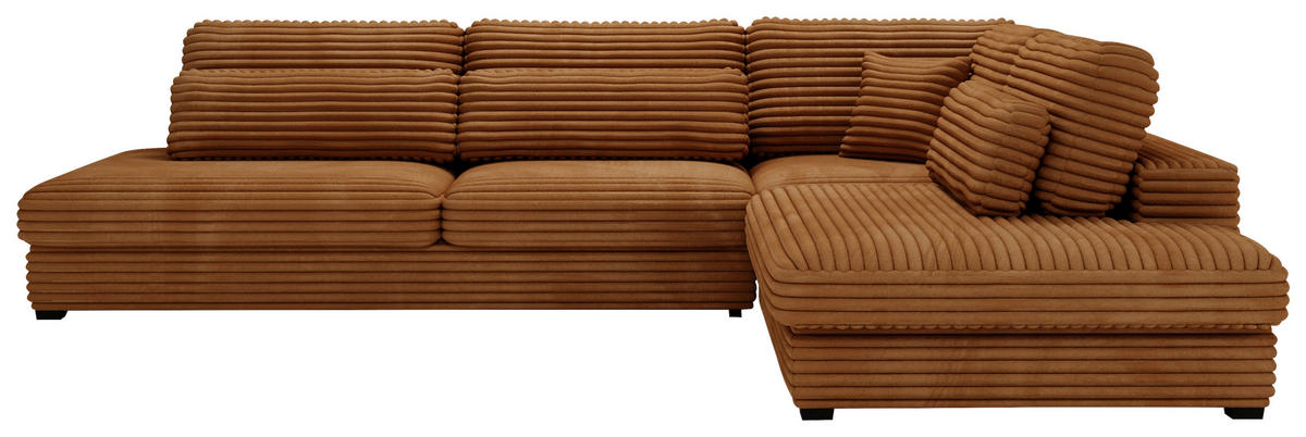 ECKSOFA in Cord, Plüsch Rostfarben  332/244 cm  - Rostfarben/Schwarz, Design, Kunststoff/Textil (332/244cm) - Livetastic