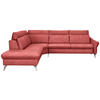 ECKSOFA in Echtleder Rot  - Edelstahlfarben/Rot, Konventionell, Leder/Metall (242/296cm) - Himolla Komfortklass