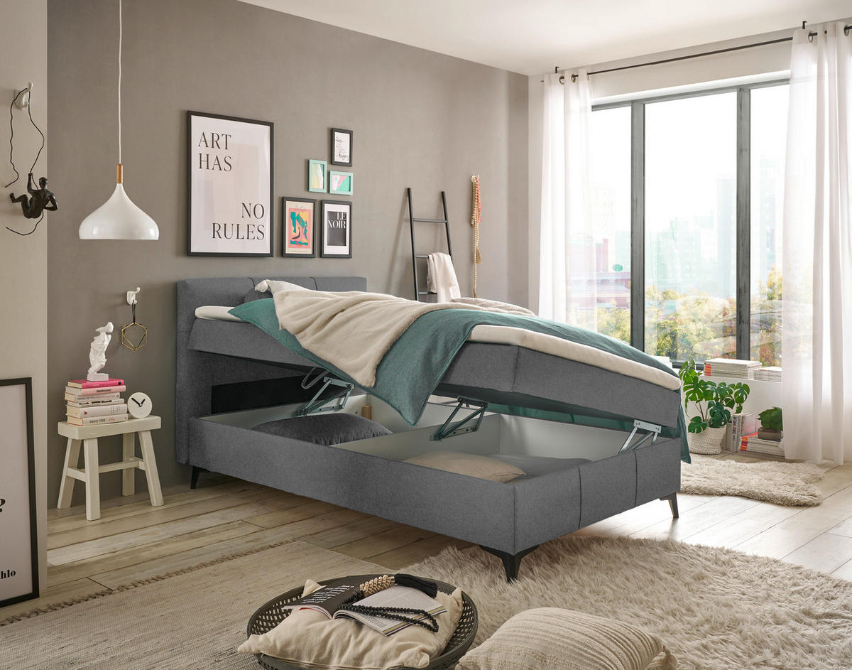 BOXBETT 120/200 cm  in Dunkelgrau  - Dunkelgrau, Basics, Holzwerkstoff/Textil (120/200cm) - Xora