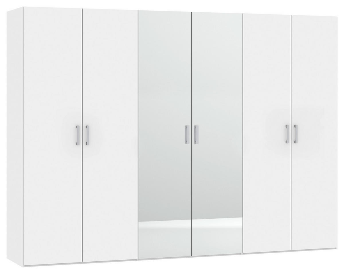 DREHTÜRENSCHRANK 303/195/59 cm 6-türig Weiß  - Chromfarben/Weiß, Design, Glas/Holzwerkstoff (303/195/59cm) - Boxxx