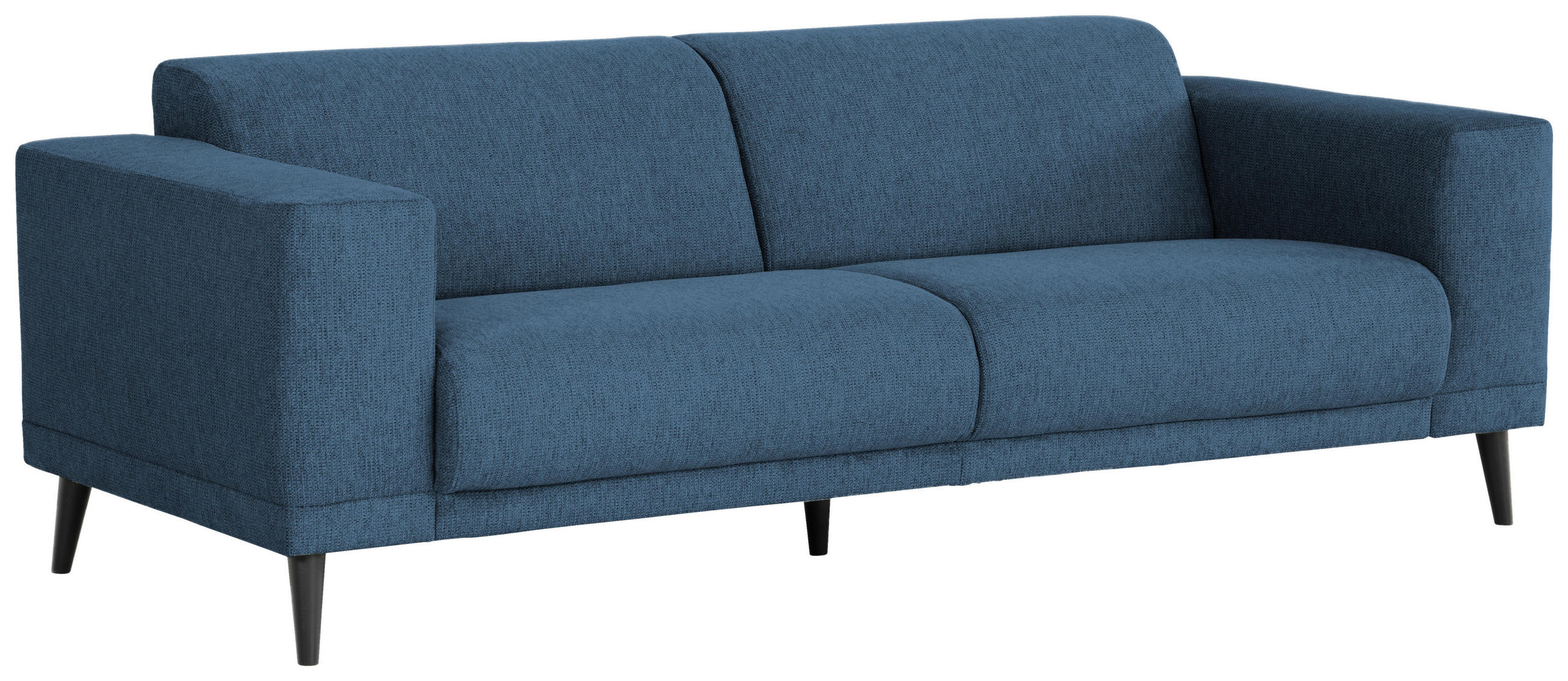 3-SITZER-SOFA in Webstoff Blau  - Blau/Schwarz, Design, Holz/Textil (218/77/93cm) - MID.YOU