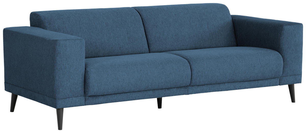3-SITZER-SOFA in Webstoff Blau  - Blau/Schwarz, Design, Holz/Textil (218/77/93cm) - MID.YOU