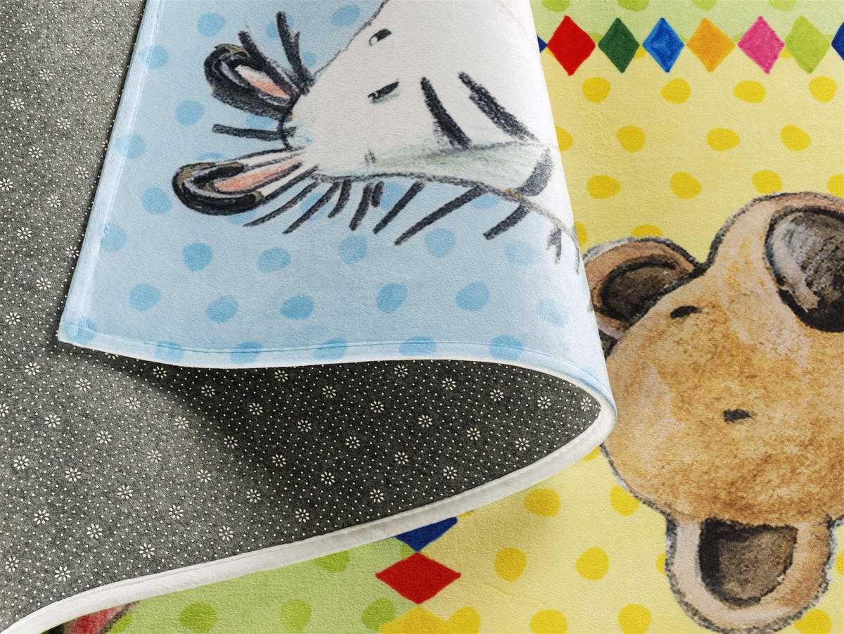 KINDERTEPPICH 100/160 cm Die Lieben Sieben  - Blau/Gelb, Trend, Kunststoff/Textil (100/160cm)