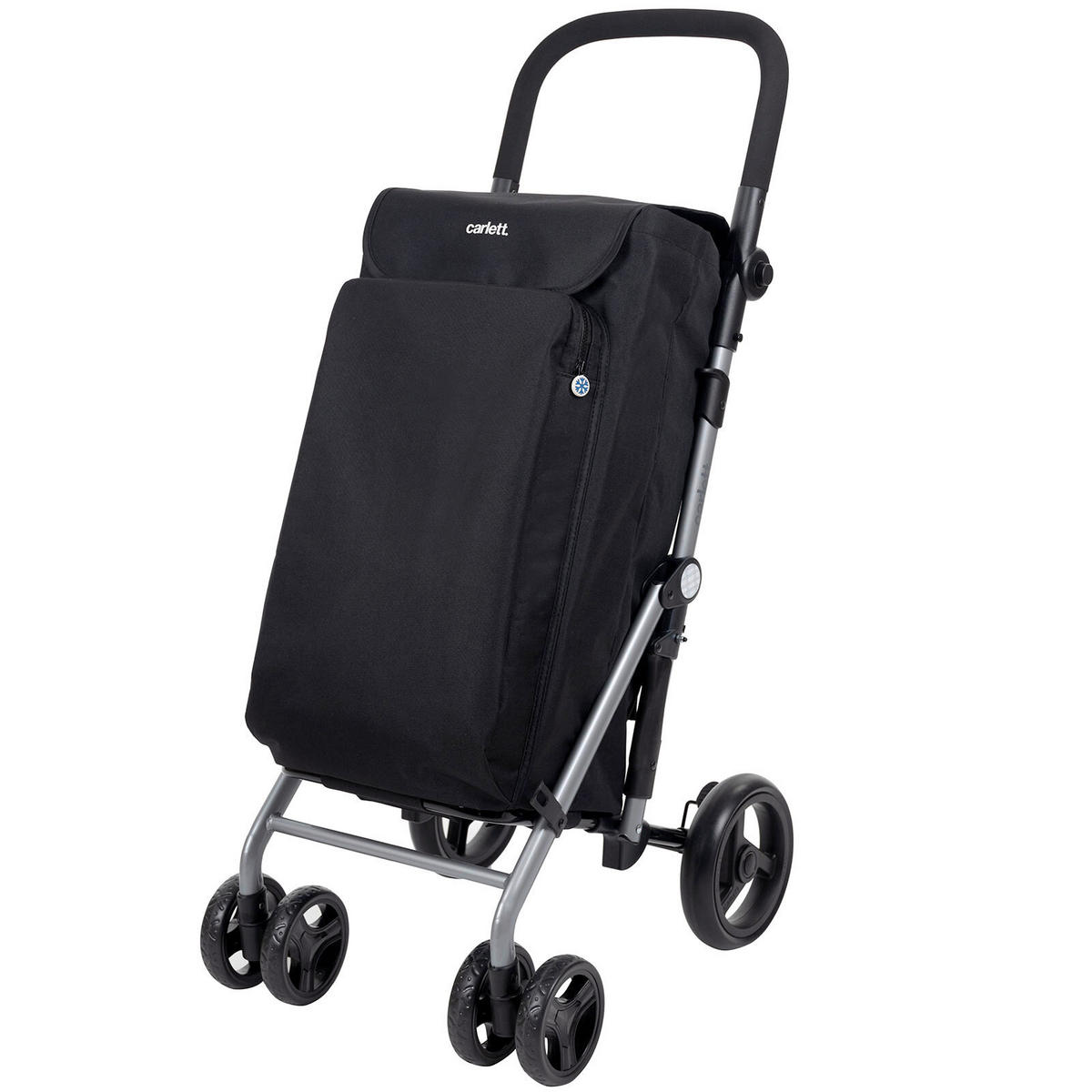 EINKAUFSTROLLEY - Silberfarben/Schwarz, Trend, Textil/Metall (48/102/65cm) - Milino
