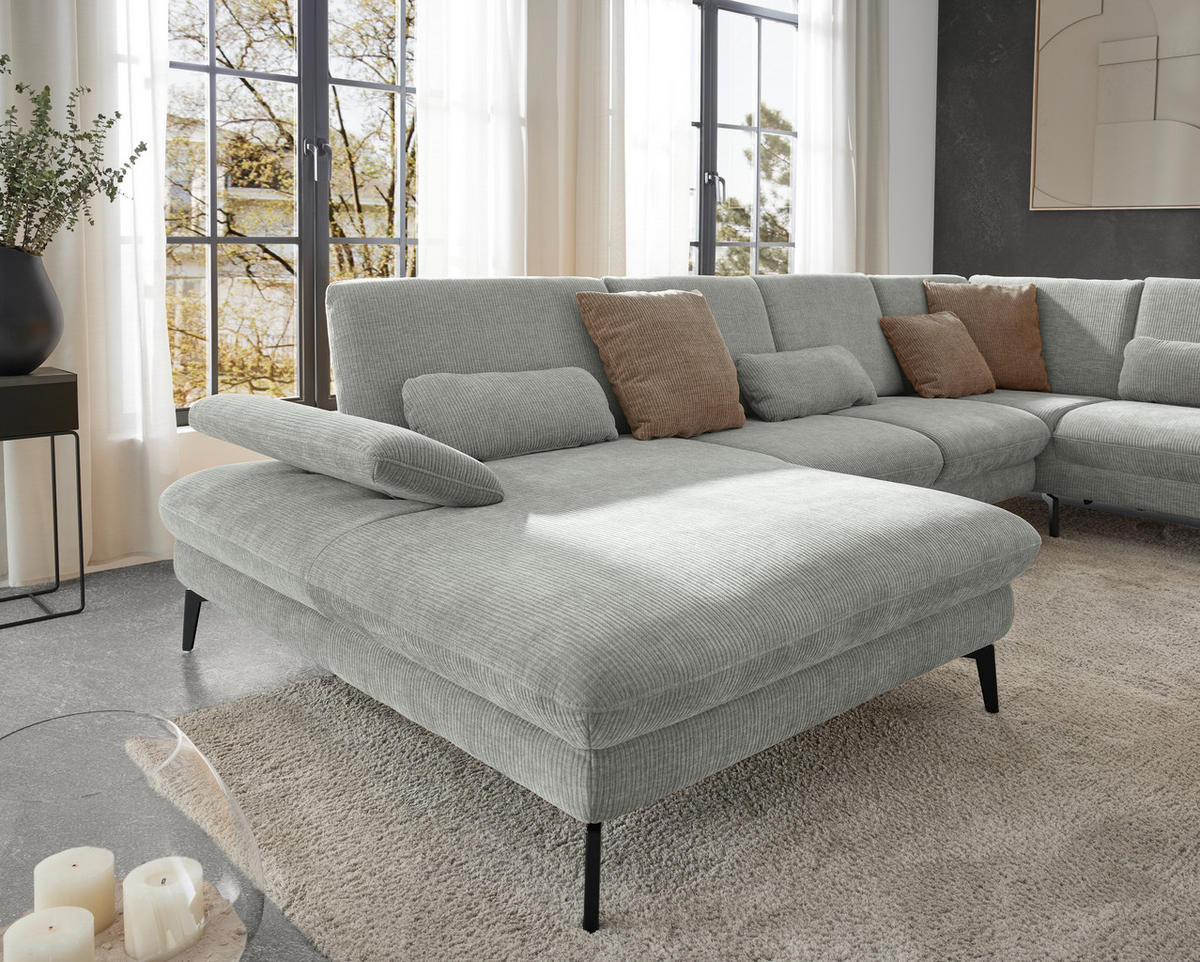 WOHNLANDSCHAFT in Webstoff Silberfarben  - Silberfarben/Schwarz, Design, Textil/Metall (157/354/208cm) - Dieter Knoll