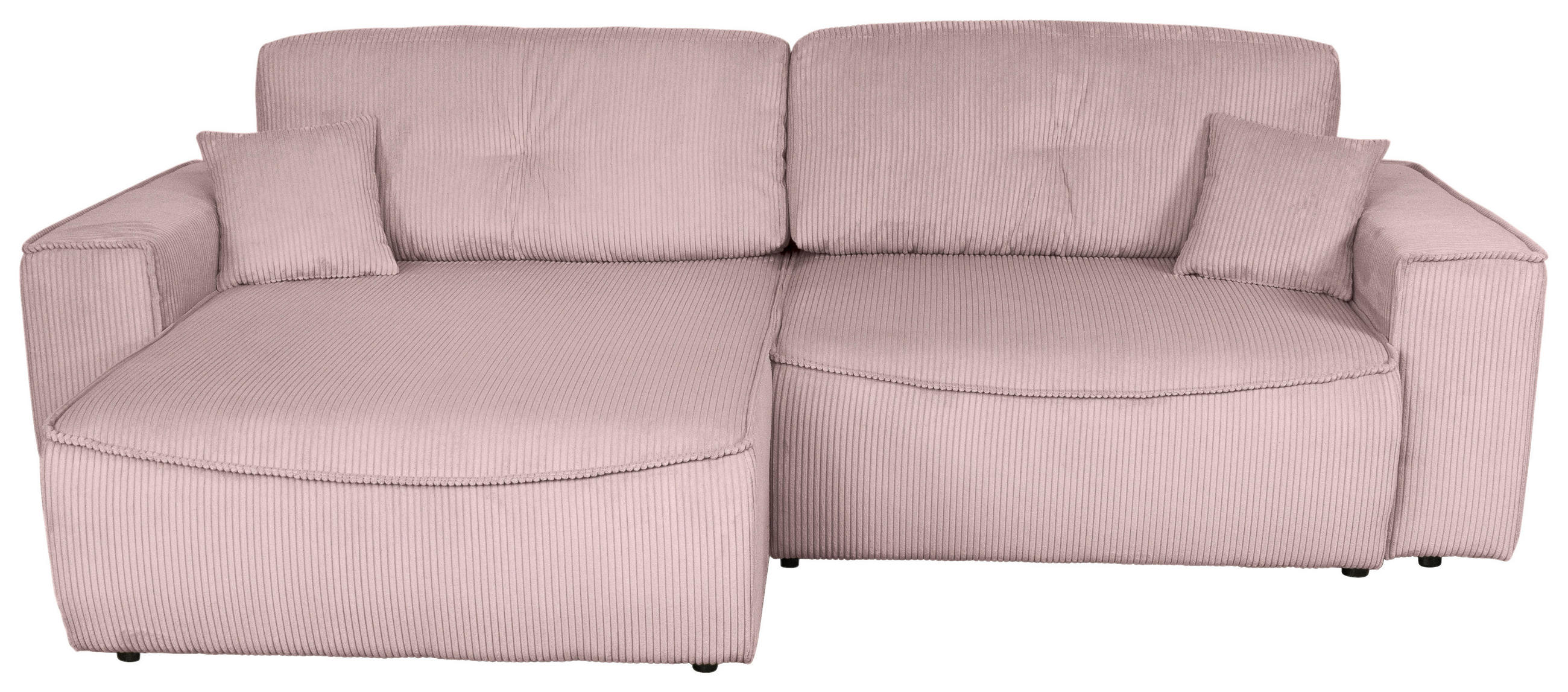 ECKSOFA Altrosa Cord  - Schwarz/Altrosa, KONVENTIONELL, Kunststoff/Textil (148/265cm) - Carryhome