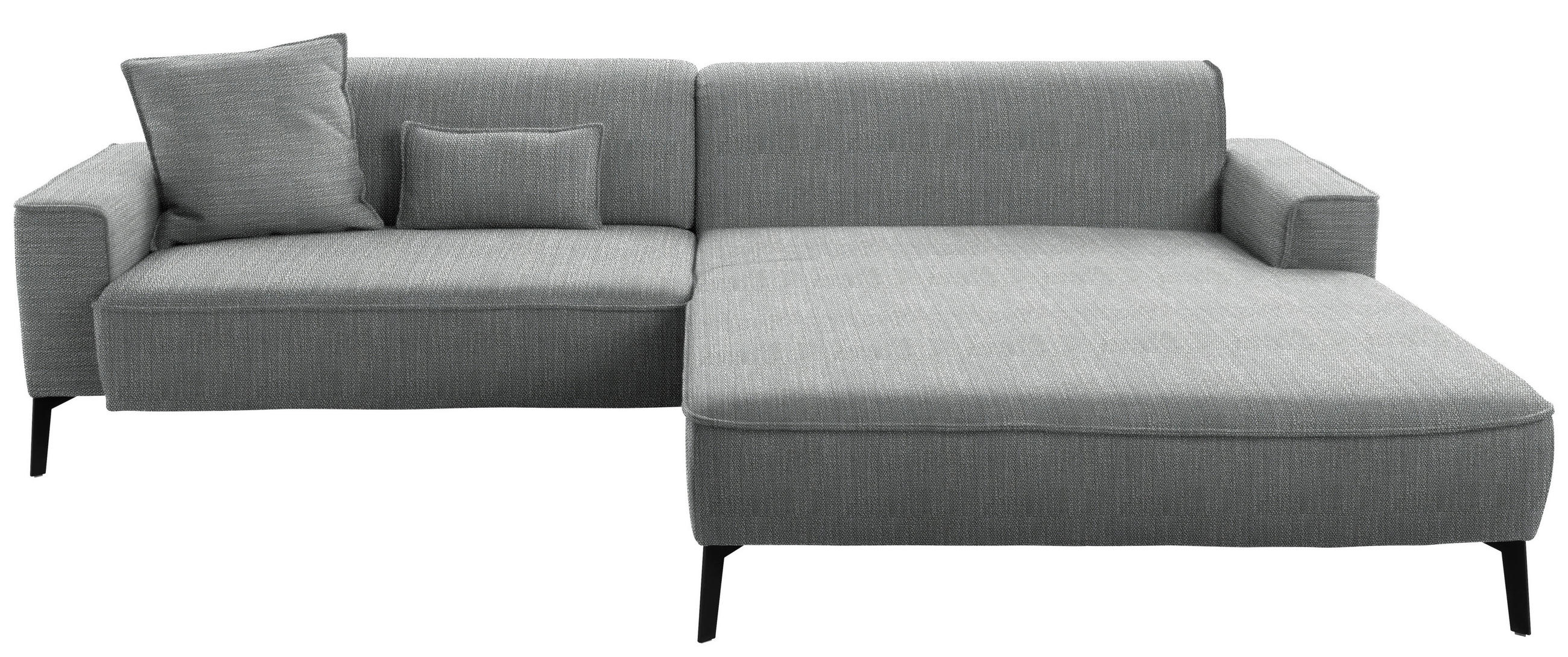 ECKSOFA in Flachgewebe Dunkelgrau  285/190 cm  - Dunkelgrau/Schwarz, Design, Textil/Metall (285/190cm) - Johann Jakob