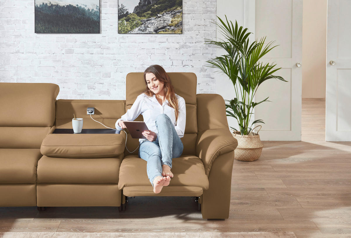 ECKSOFA  in Echtleder Cappuccino  260/324 cm  - Schwarz/Cappuccino, KONVENTIONELL, Leder/Kunststoff (260/324cm) - Cantus