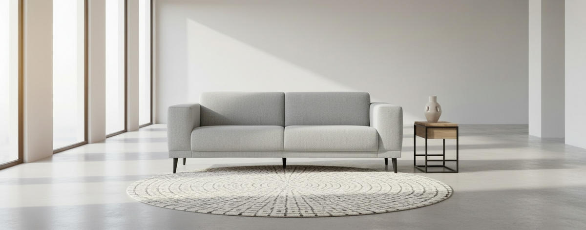 3-SITZER-SOFA OSLO_LZ Webstoff Hellgrau  - Hellgrau/Schwarz, Design, Holz/Textil (218/77/93cm) - MID.YOU