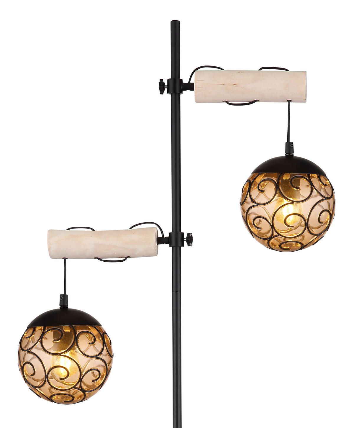 STEHLEUCHTE - Bernsteinfarben/Schwarz, Design, Holz/Kunststoff (51/25/168cm) - Globo