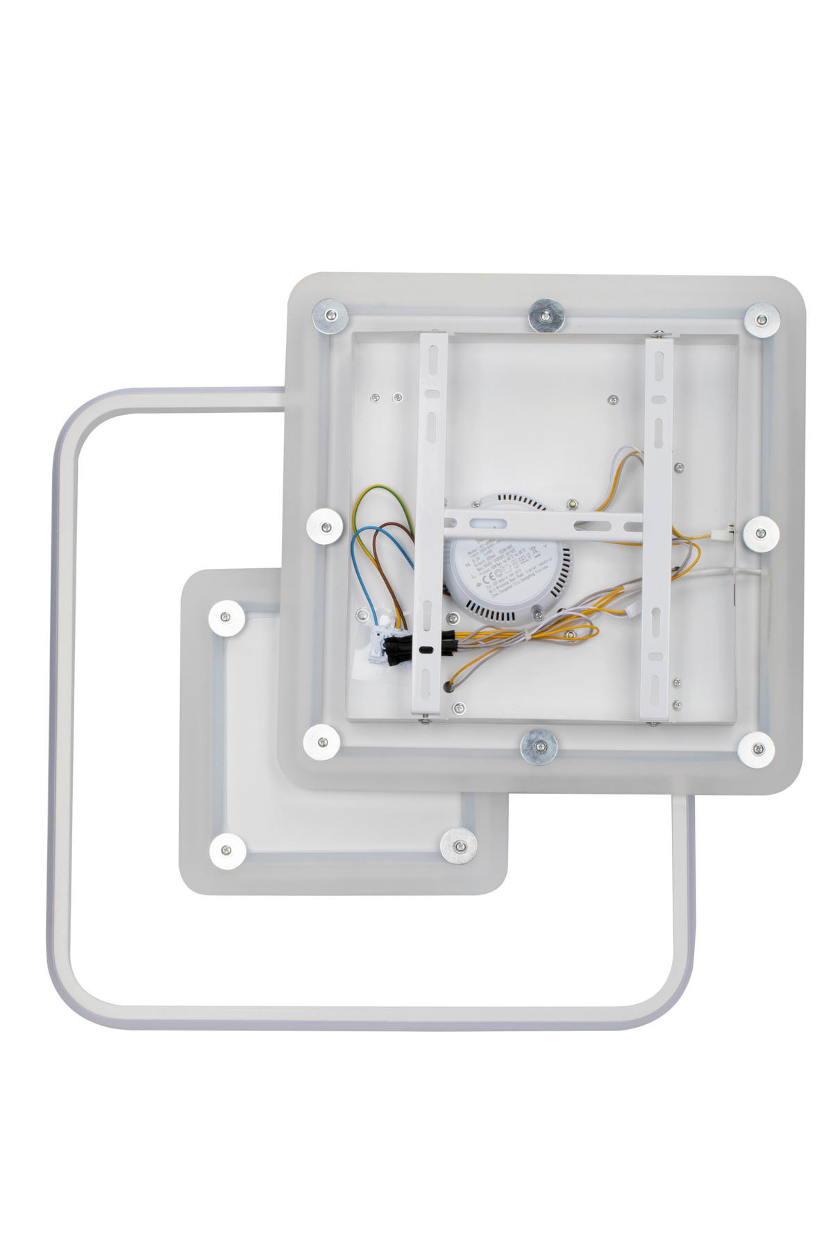 STROPNÉ LED SVIETIDLO, 50,3/50,3/6 cm - biela, Trend, kov/plast (50,3/50,3/6cm) - Novel