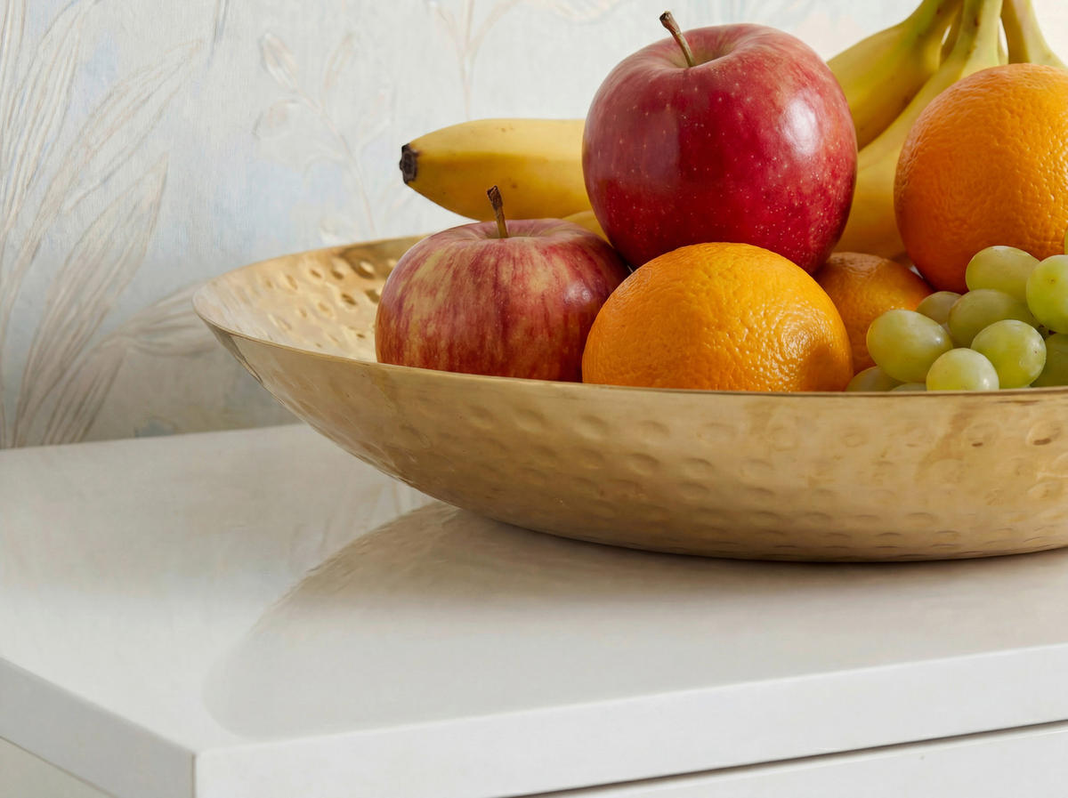 OBSTSCHALE  - Goldfarben, Design, Metall (50/8/50cm) - Livetastic