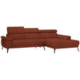 ECKSOFA in Velours Rostfarben  - Rostfarben/Schwarz, Design, Textil/Metall (295/187cm) - Novel