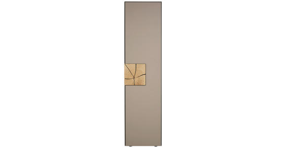 SCHRANK in mehrschichtige Massivholzplatte (Tischlerplatte), vollmassiv Kerneiche Eichefarben, Fango - Fango/Eichefarben, Natur, Glas/Holz (49,5/196/39cm) - Valnatura