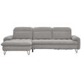 ECKSOFA in Flachgewebe Ecru  - Ecru/Schwarz, LIFESTYLE, Textil/Metall (180/310cm) - Valnatura