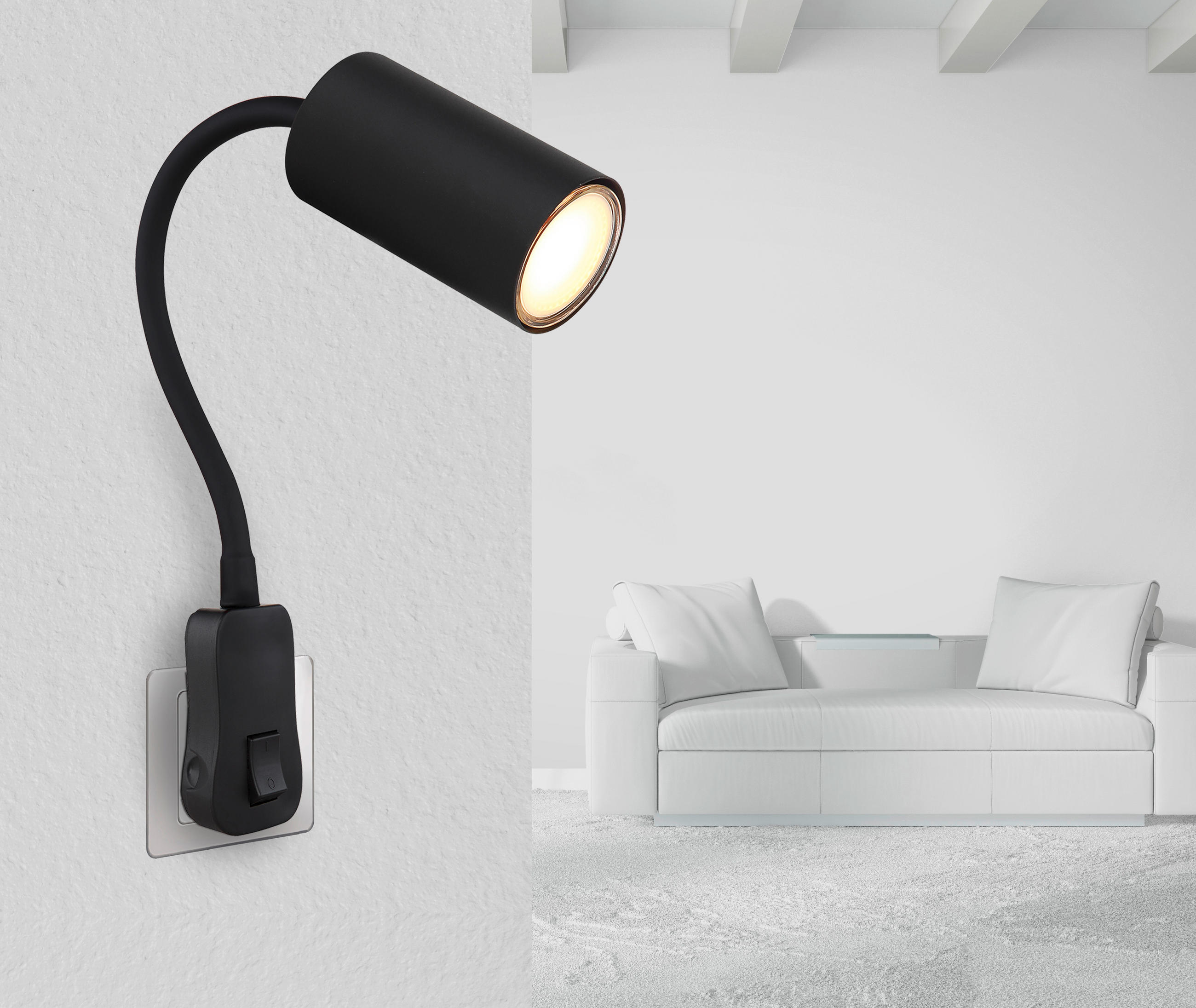VÄGGLAMPA 5,5/32/43 cm   - svart, Basics, metall/plast (5,5/32/43cm) - Globo