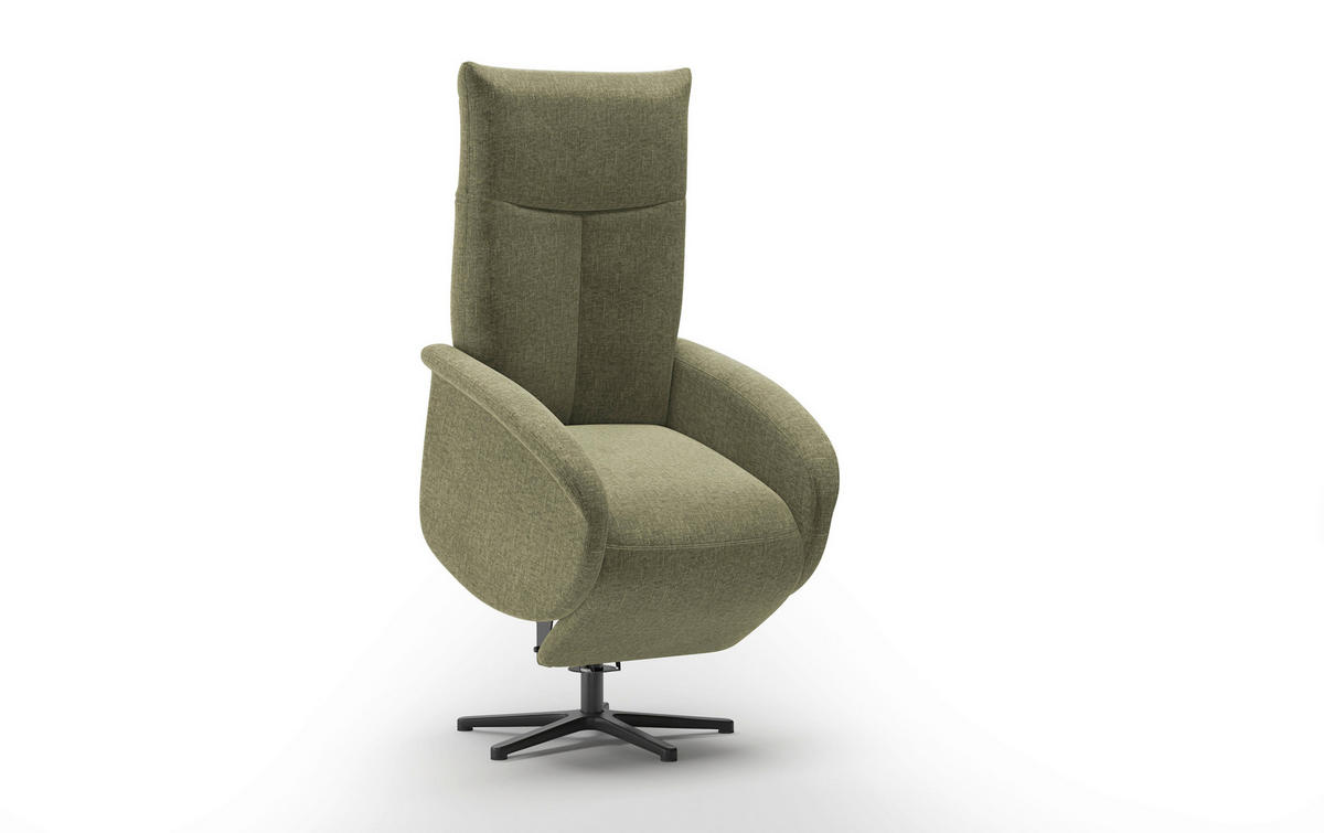 RELAXSESSEL GLENDALE E Flachgewebe Kopfteilverstellung, Rücken echt    - Schwarz/Hellgrün, KONVENTIONELL, Textil/Metall (75/112/82cm) - Sit & More