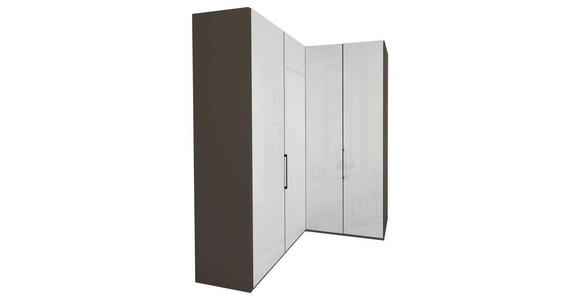 ECKKLEIDERSCHRANK 157/236/157 cm  - Schieferfarben/Graubraun, KONVENTIONELL, Glas/Holzwerkstoff (157/236/157cm) - Dieter Knoll