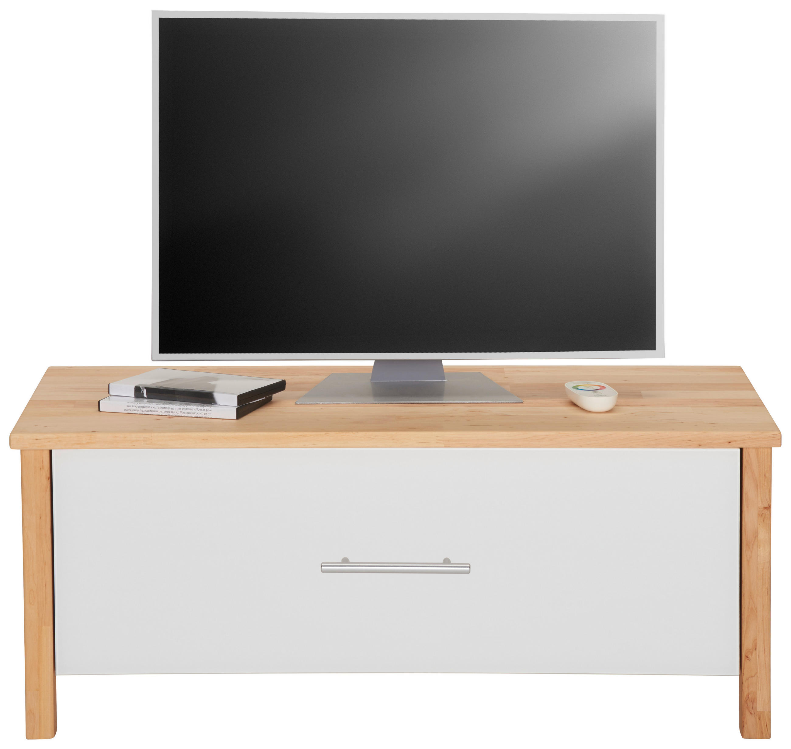 TV-ELEMENT  in 96/40/46 cm  - Chromfarben/Weiss, Natur, Glas/Holz (96/40/46cm) - Linea Natura