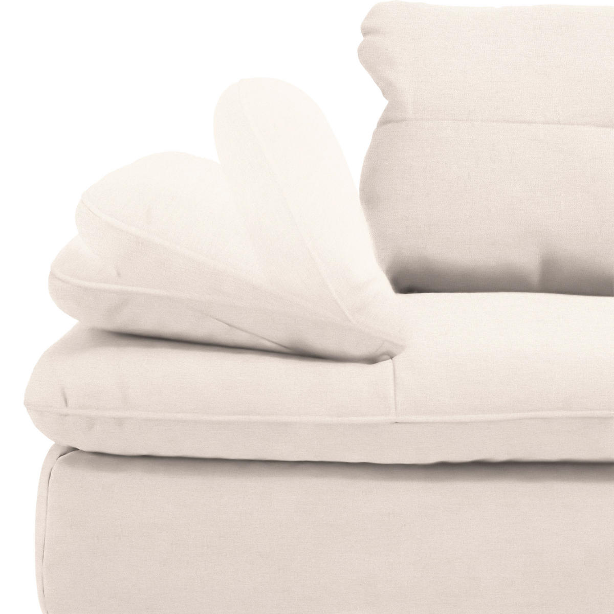 ECKSOFA in Flachgewebe Creme  - Creme/Schwarz, Design, Textil/Metall (344/271cm) - Chilliano