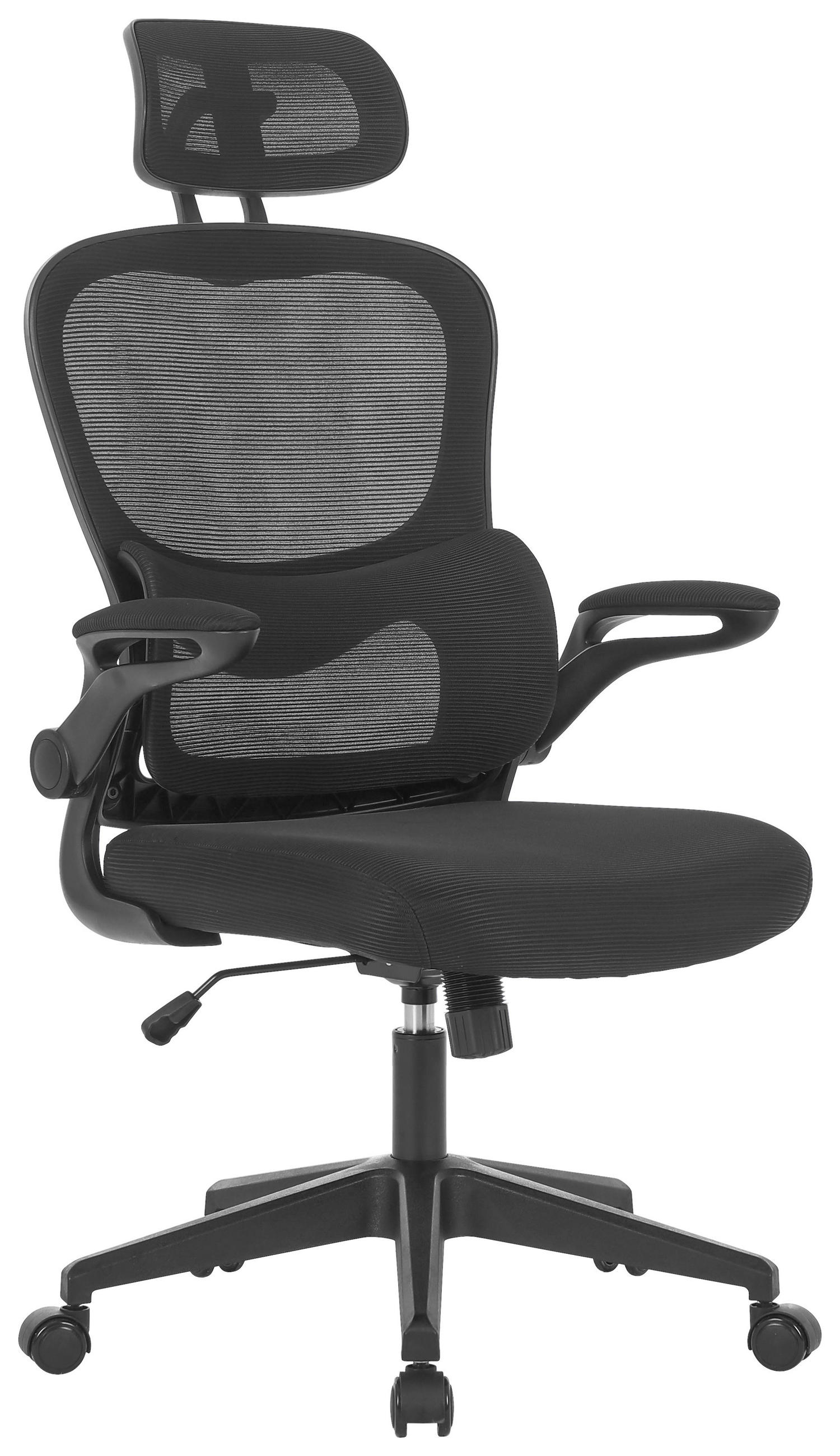 DREHSTUHL Netzbespannung Schwarz  - Schwarz, KONVENTIONELL, Kunststoff/Textil (63,5/116-126/66cm) - Carryhome