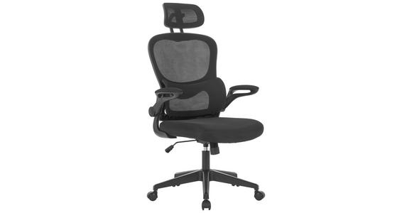 DREHSTUHL Netzbespannung Schwarz  - Schwarz, KONVENTIONELL, Kunststoff/Textil (63,5/116-126/66cm) - Carryhome