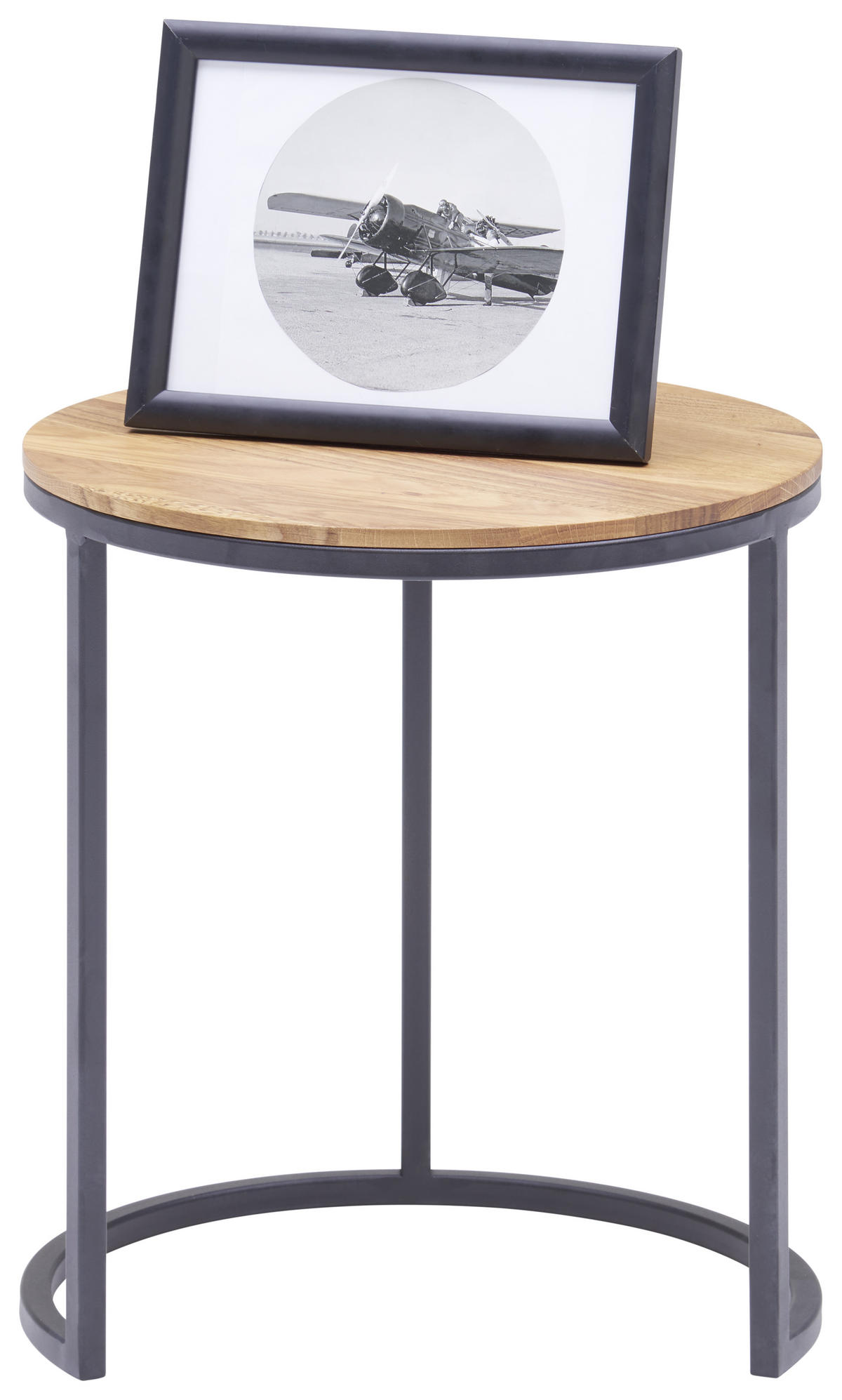BEISTELLTISCH in Holz 39/39/51 cm  - Eichefarben/Schwarz, Design, Holz/Metall (39/39/51cm) - Johann Jakob